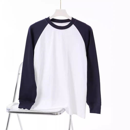 Heavy Cotton Thread Sleeve Color Matching Raglan Round Neck Bottoming Shirt For Women